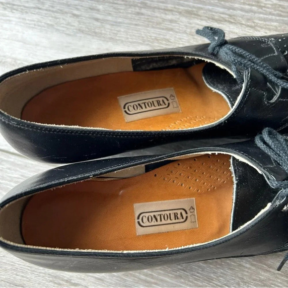 Vintage Contoura Black Full Leather  Lace Up Shoes - Picture 7 of 15